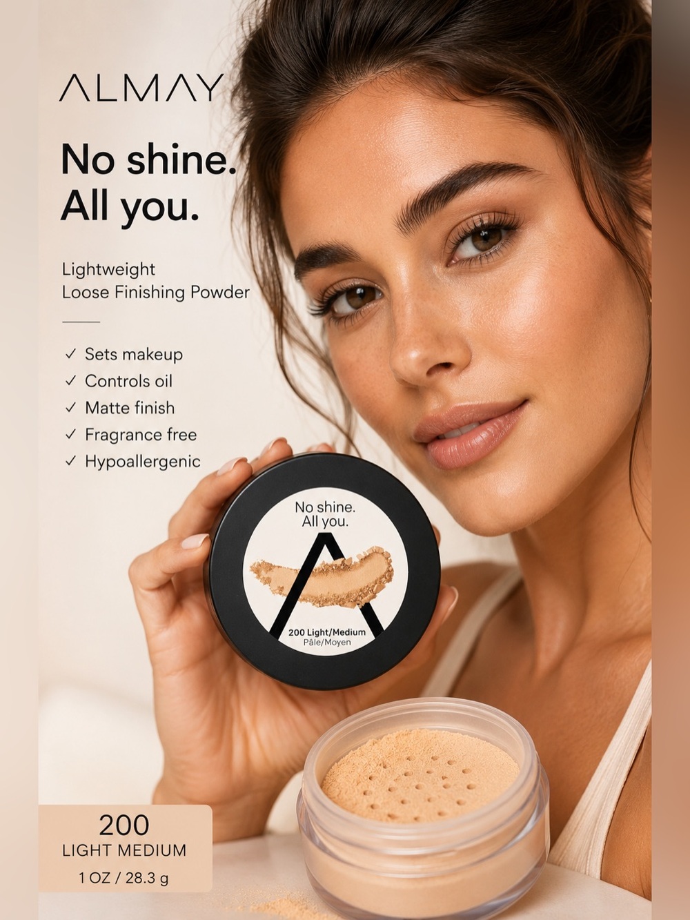 Almay Loose Finishing Powder 200 Light Medium Fragrance Free NWT Sealed
